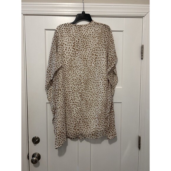 Three Mermaids Leopard Swimsuit Cover Up Layered Chiffon V Neck One Size Fit All - Picture 6 of 6